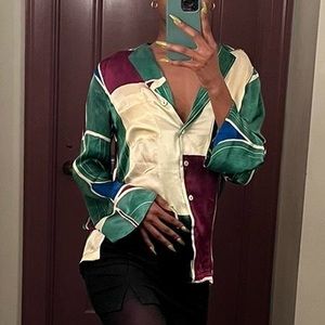 Multi pattern blouse